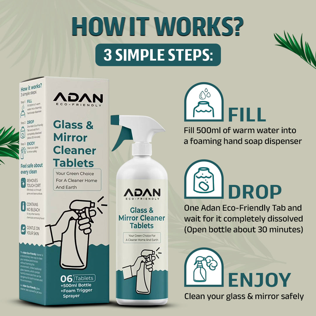 Adan Eco Friendly Glass & Mirror Cleaner Tablets