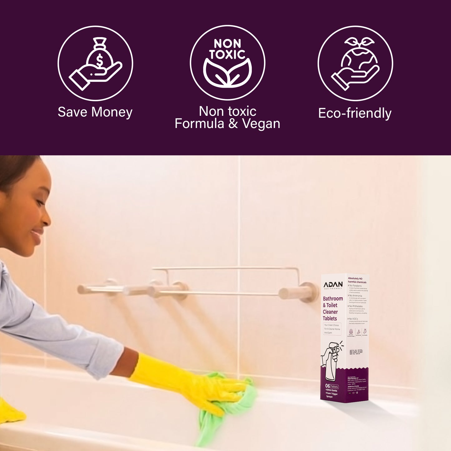 Adan Eco Friendly Bathroom & Toilet Cleaner Tablets
