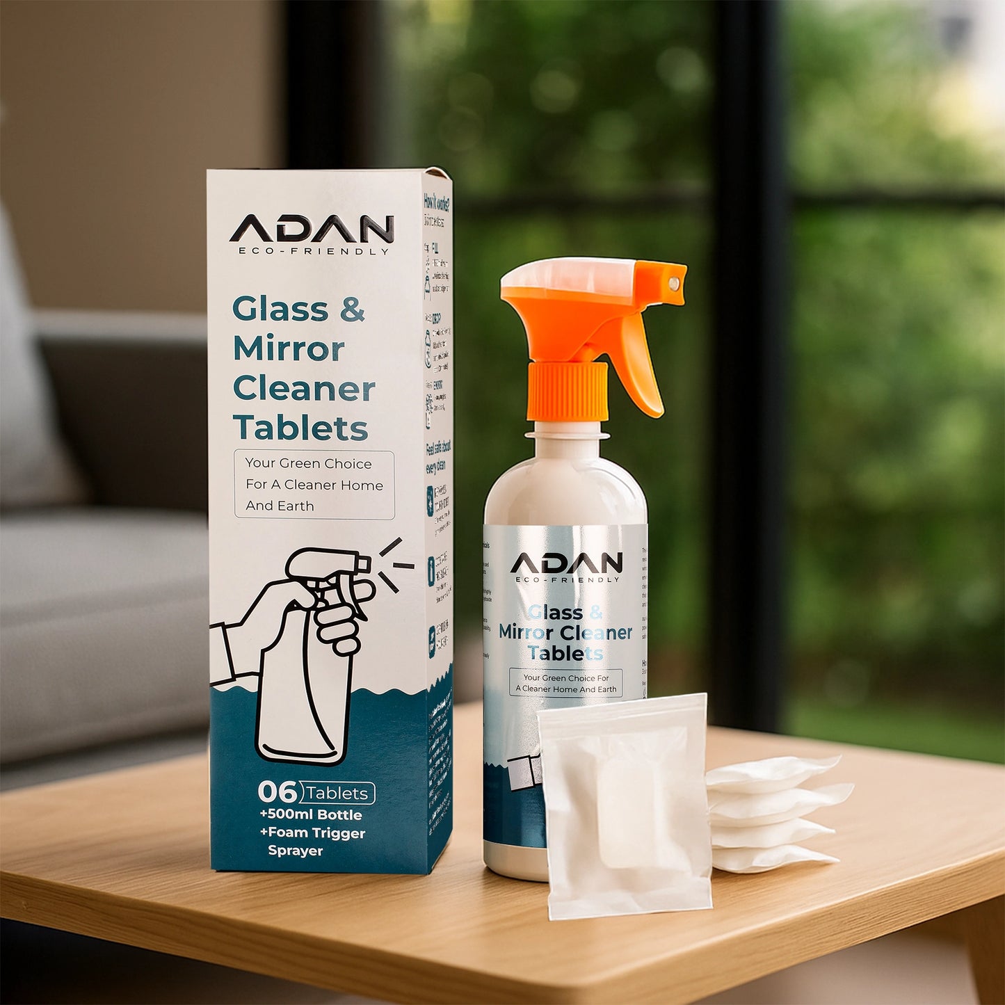 Adan Eco Friendly Glass & Mirror Cleaner Tablets