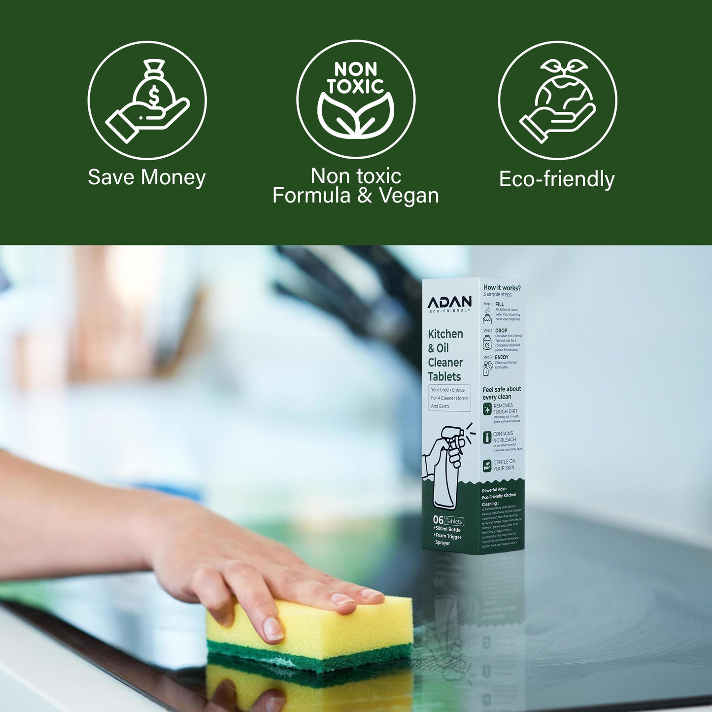Adan Eco Friendly Kitchen & Oil Cleaner Tablets